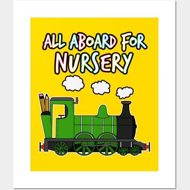 All Aboard For Nursery Steam Train Wall Art by doodlerob